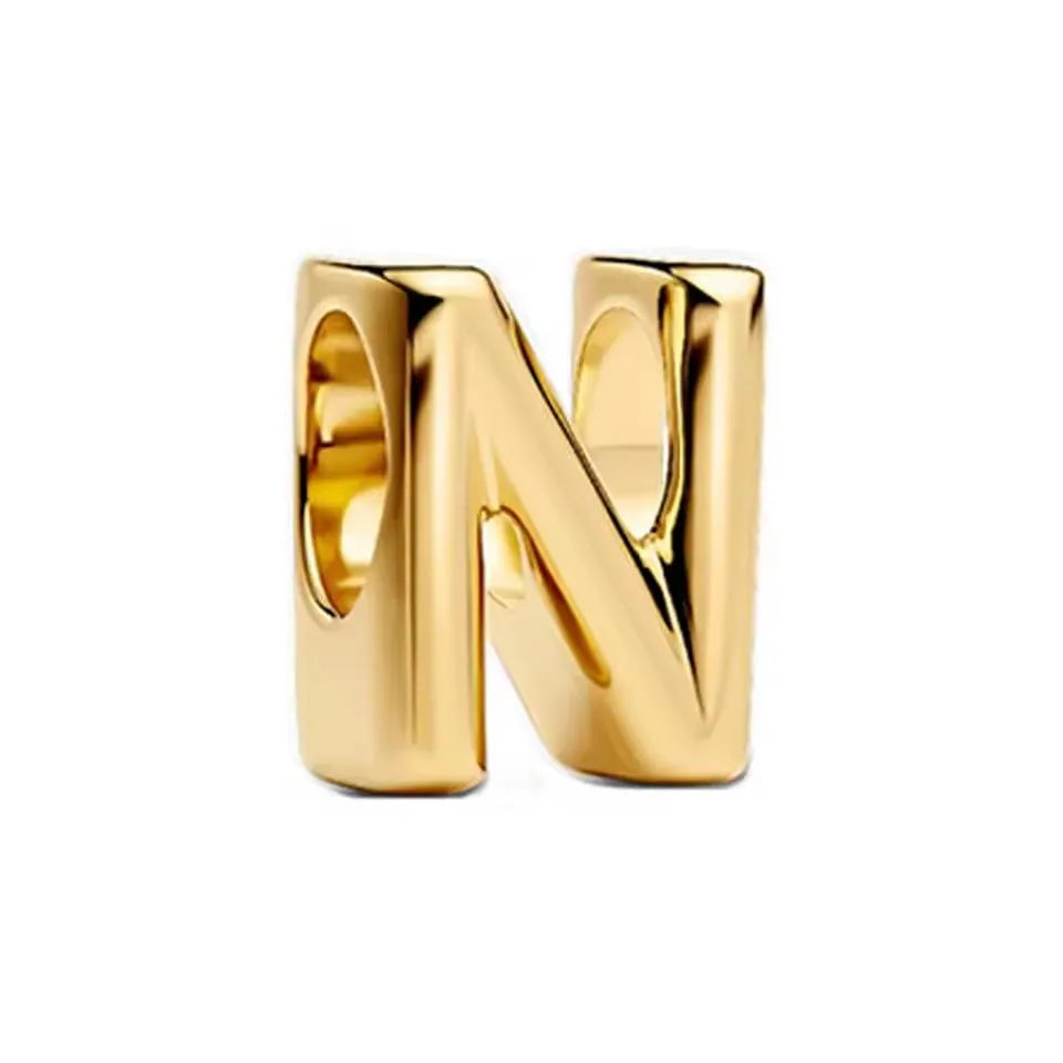 925 Sterling Silver 18K Gold Plated Name Letter Pendant Charm – DIY Women's Bracelet