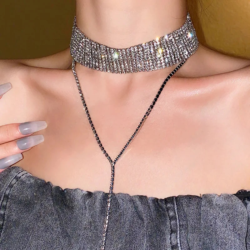 Luxury Multilayer Crystal Rhinestone Choker Necklace