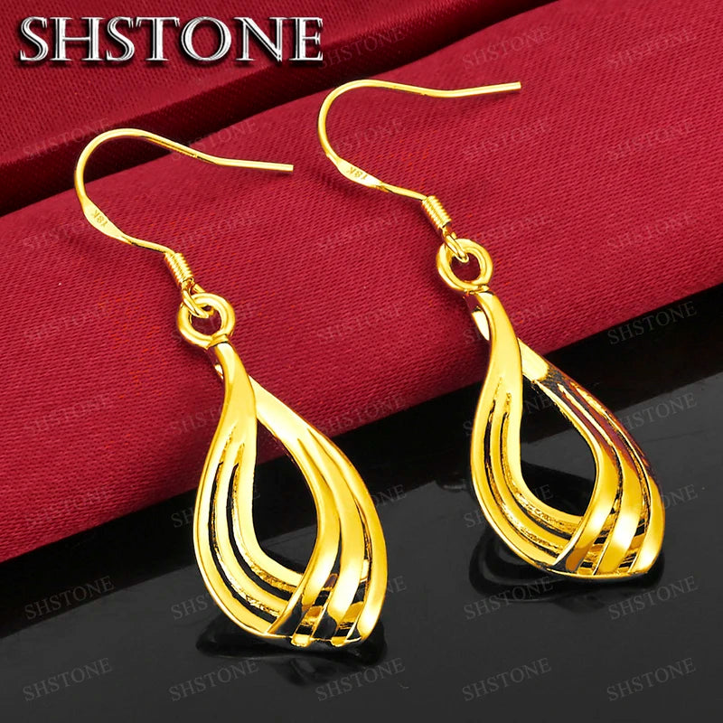 18K Gold Plated Geometric Water Droplet Earrings for Women – Wedding Party Jewelry