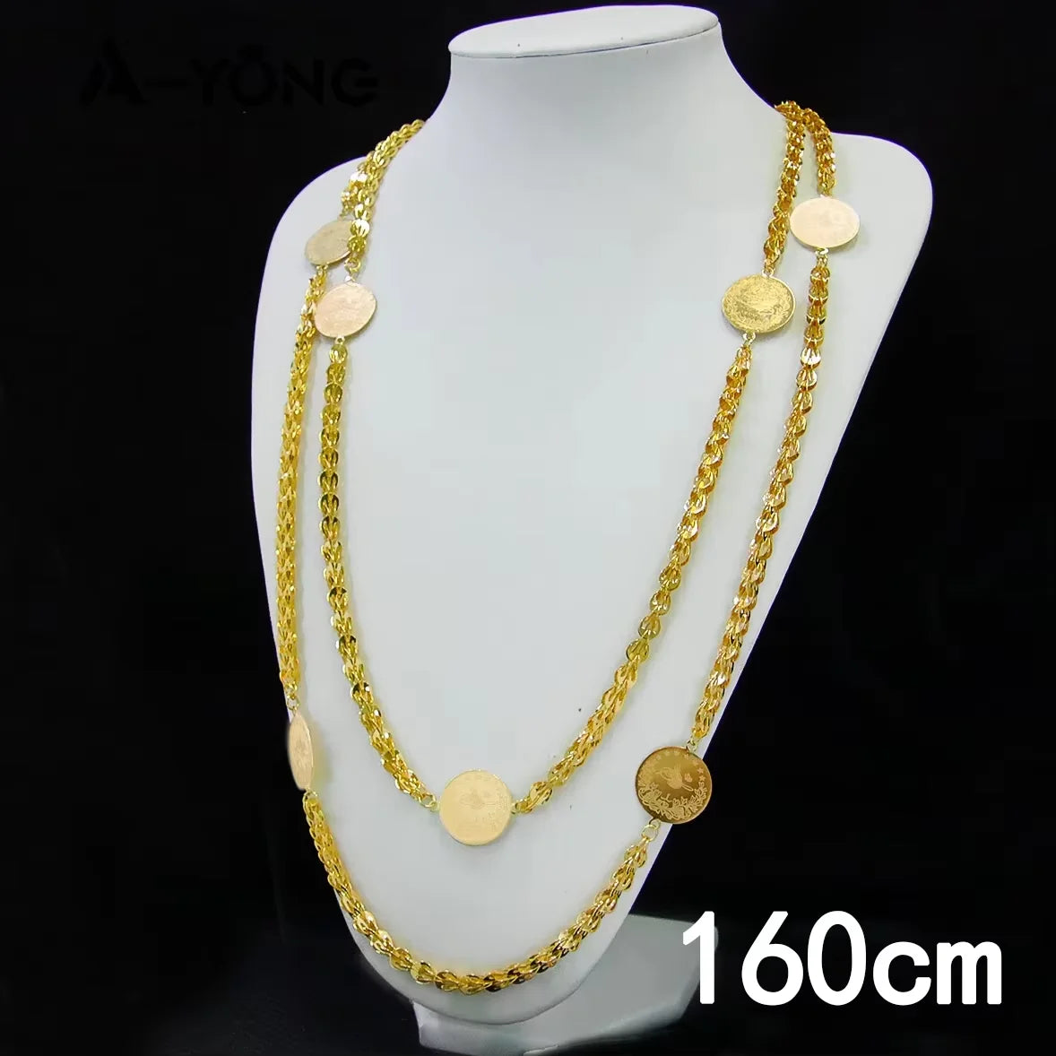 Dubai 21K Gold Plated Turkish Vintage Coin Chain Necklace