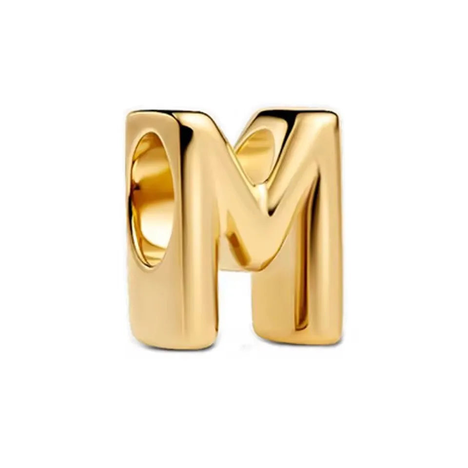 925 Sterling Silver 18K Gold Plated Name Letter Pendant Charm – DIY Women's Bracelet