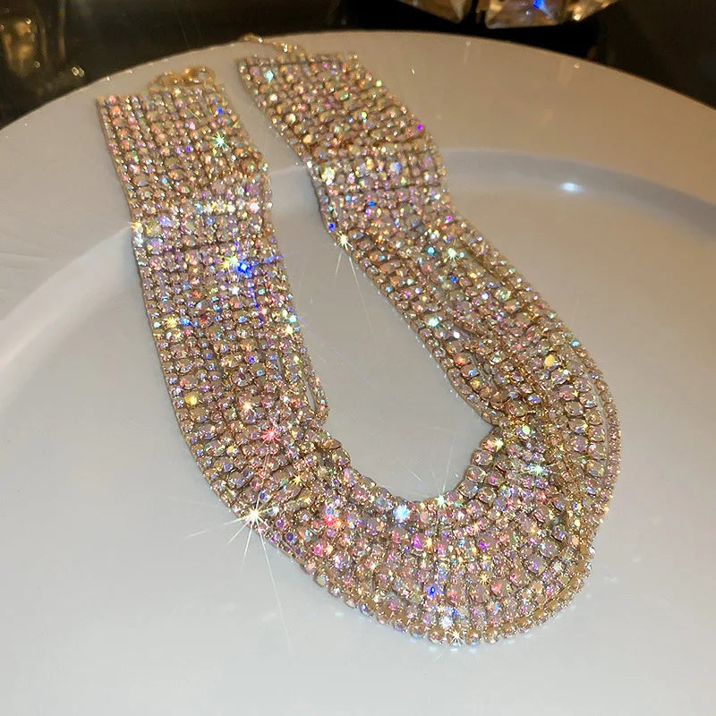 Luxury Multilayer Crystal Rhinestone Choker Necklace