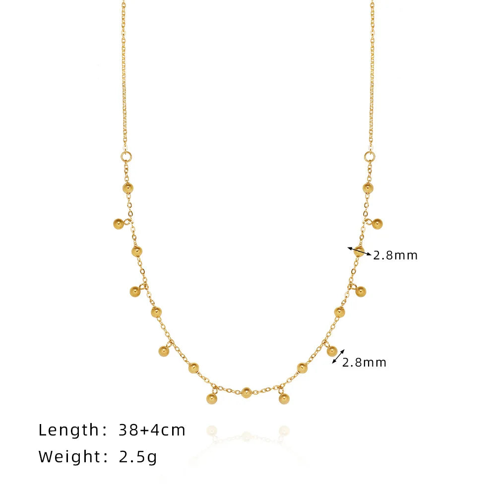 316L Waterproof Gold Bean Tassel Choker Necklace for Women