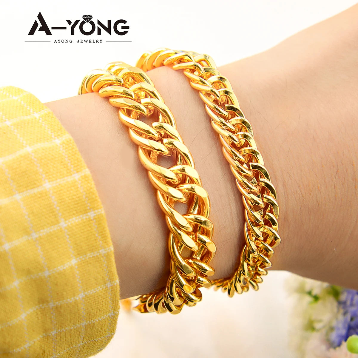 21K Gold Plated Cuban Chain Necklace & Bracelet Set – Dubai Style