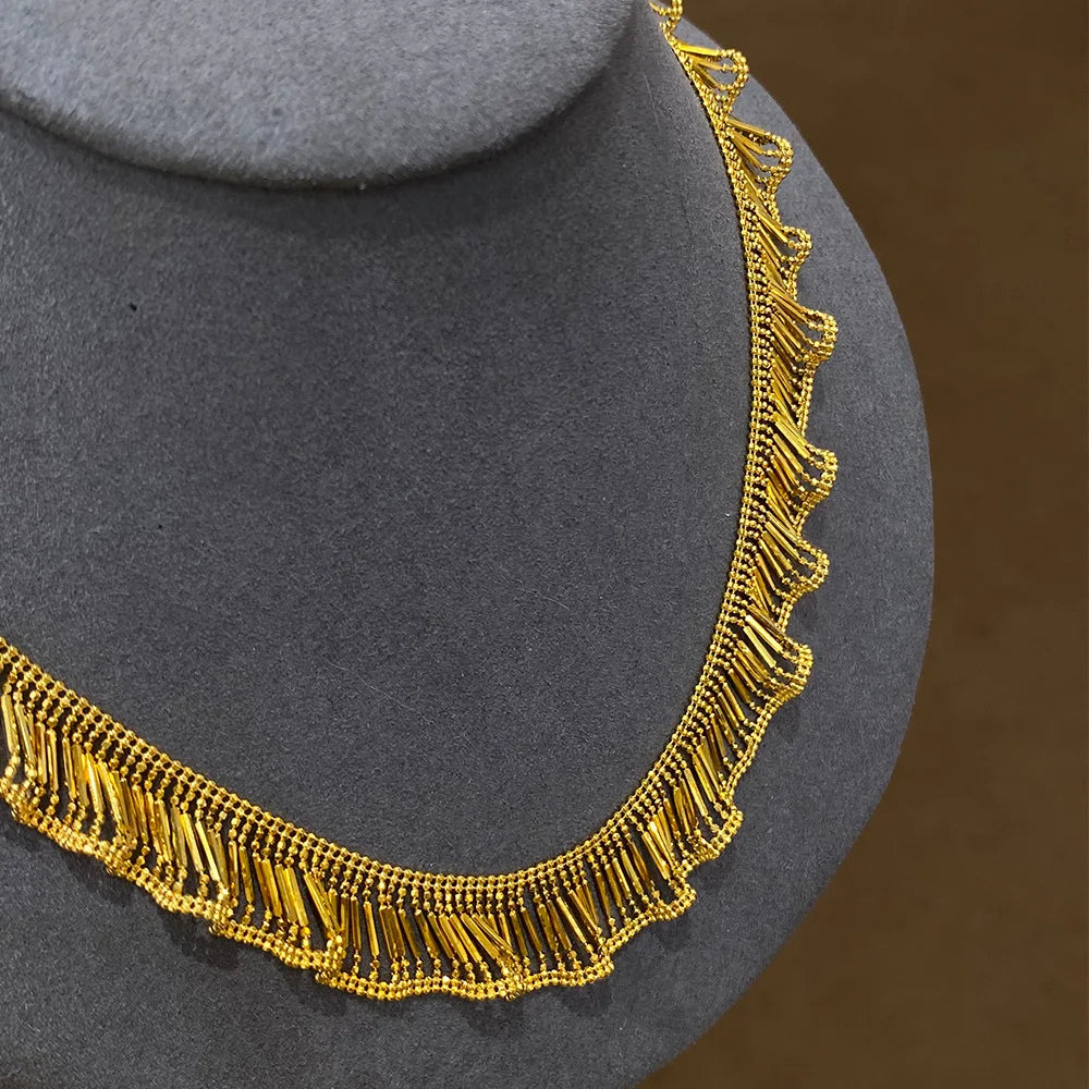 Italian Wave Lace 18K Gold Plated Collarbone Chain Necklace