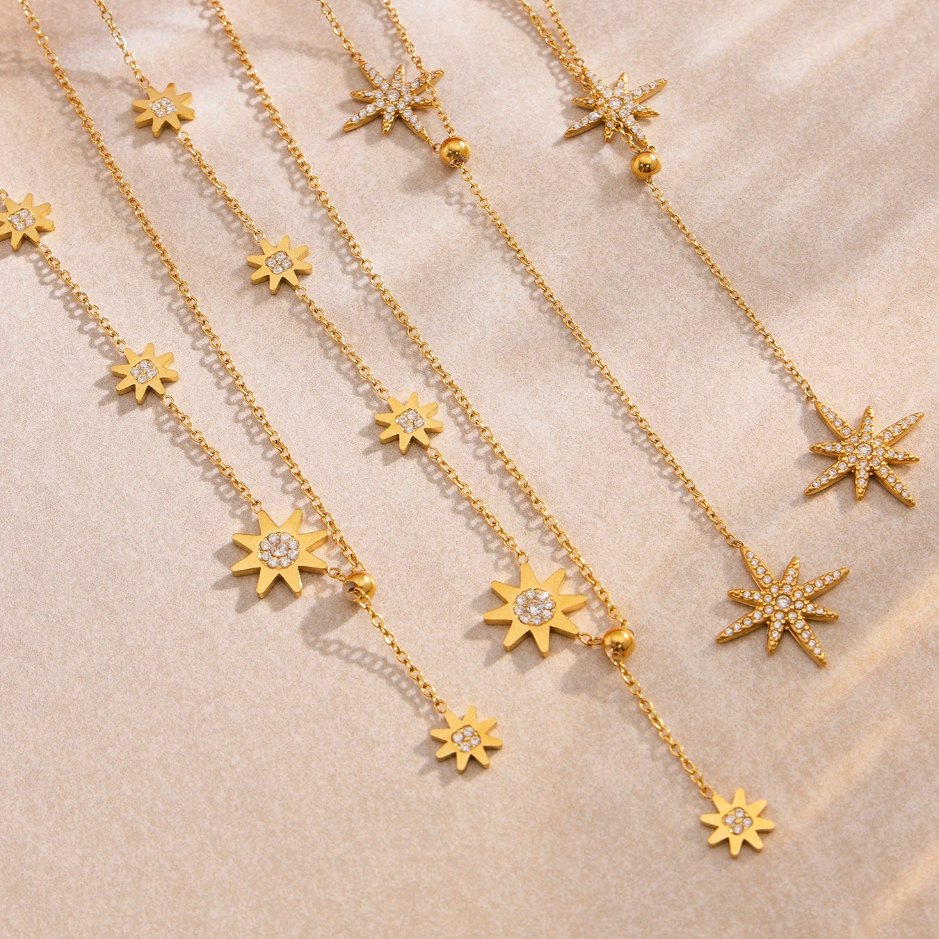 Delicate Zircon Star Pendant Adjustable Choker Necklace