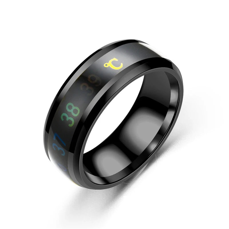 Smart Temperature Ring for Couples – Mood Color Change, Stainless Steel, Waterproof
