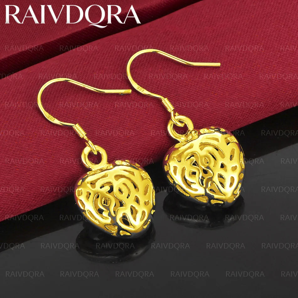 18K Gold Plated Hollow Heart Drop Earrings for Women – Party Engagement Accessories