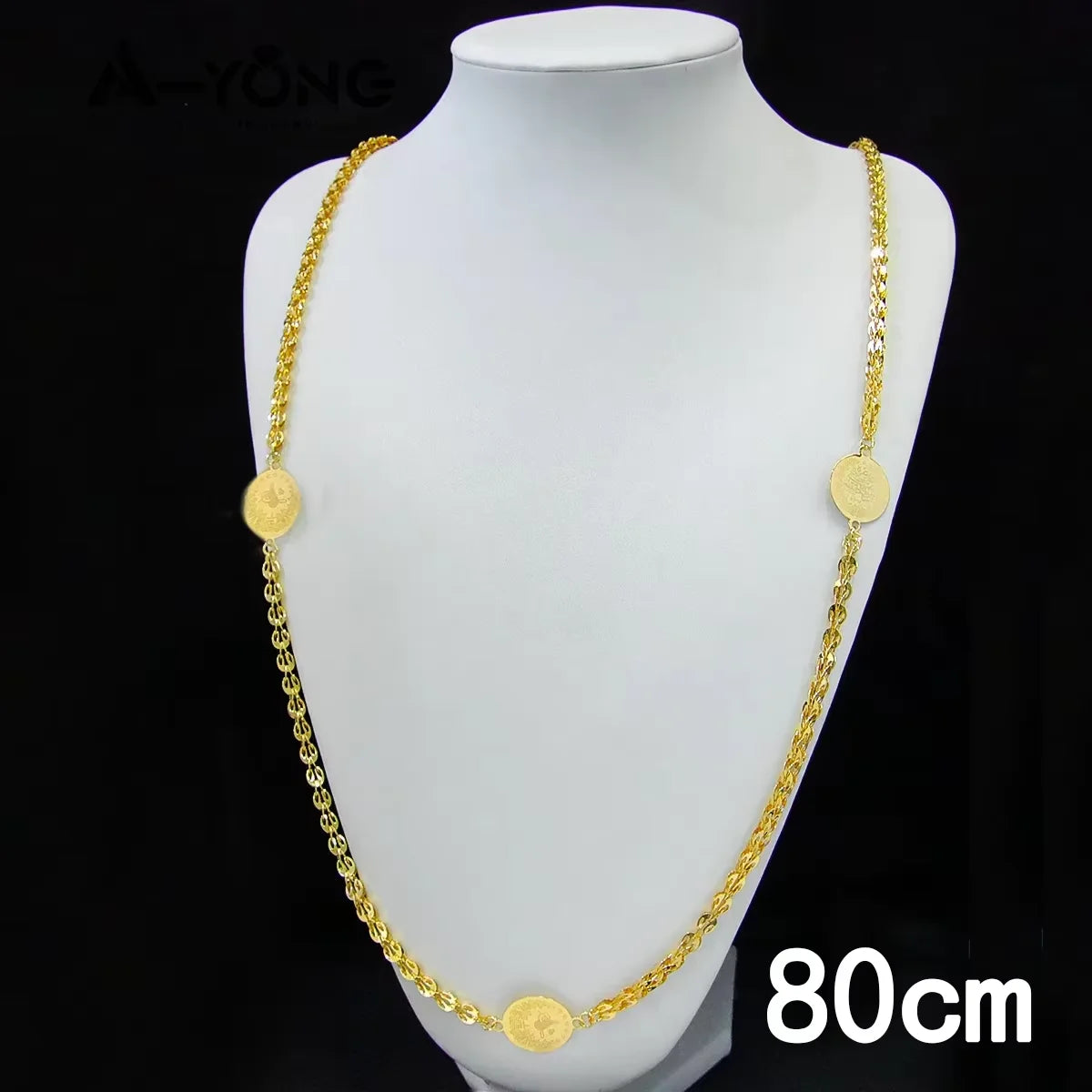 Dubai 21K Gold Plated Turkish Vintage Coin Chain Necklace