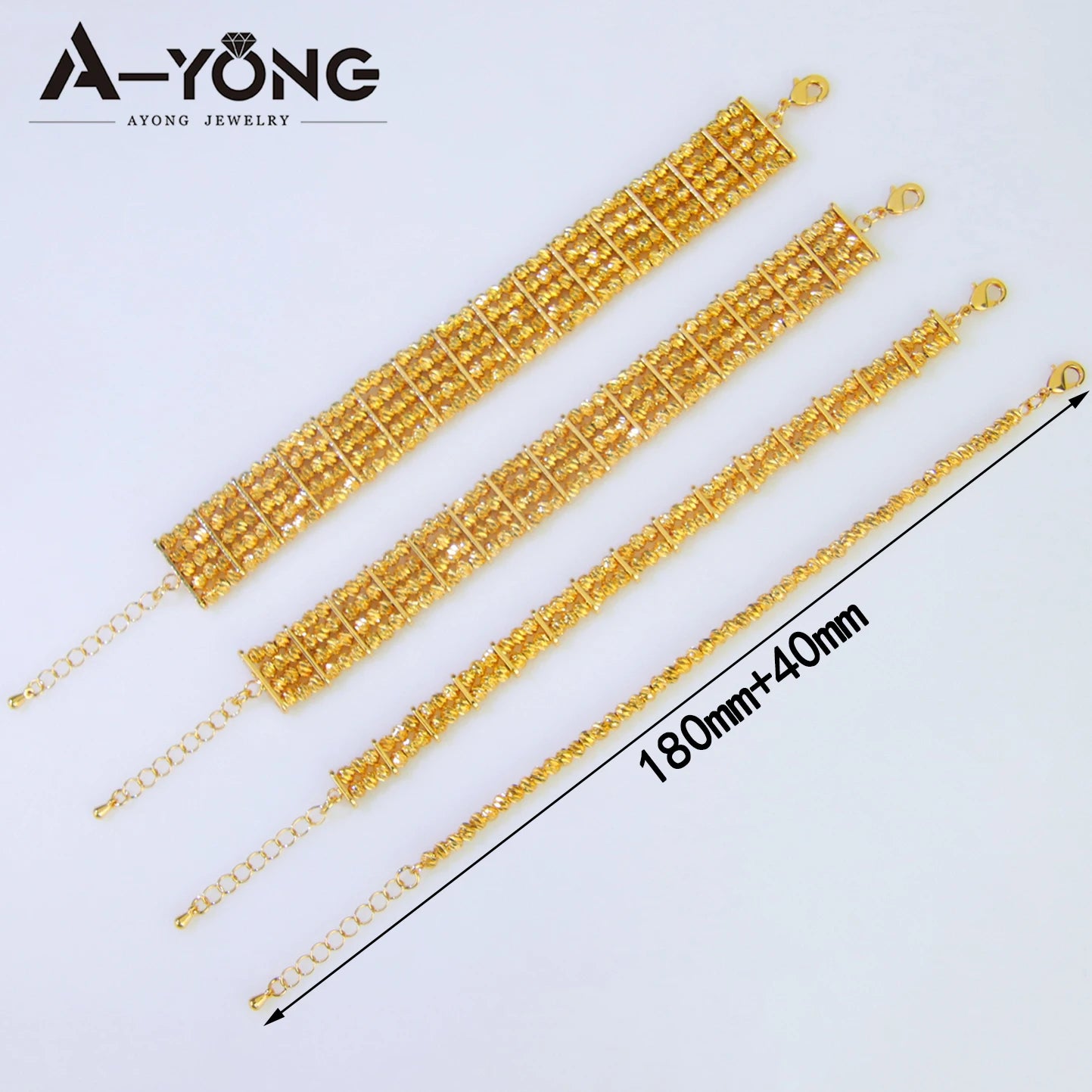 21K Gold Plated Multi-Layer Bead Bangle Set for Women – Dubai Style