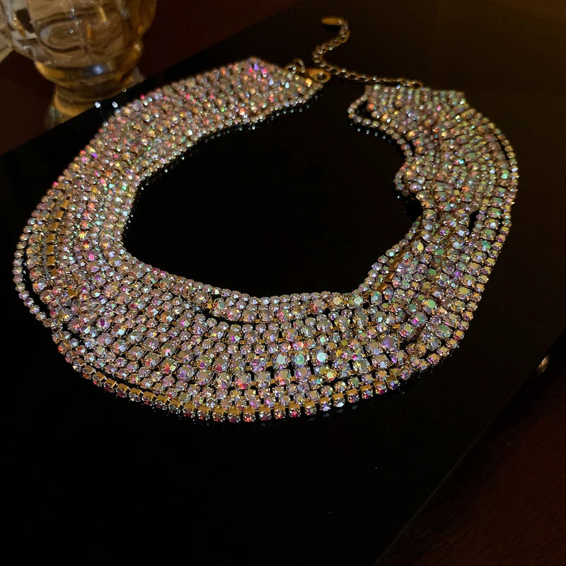 Luxury Multilayer Crystal Rhinestone Choker Necklace