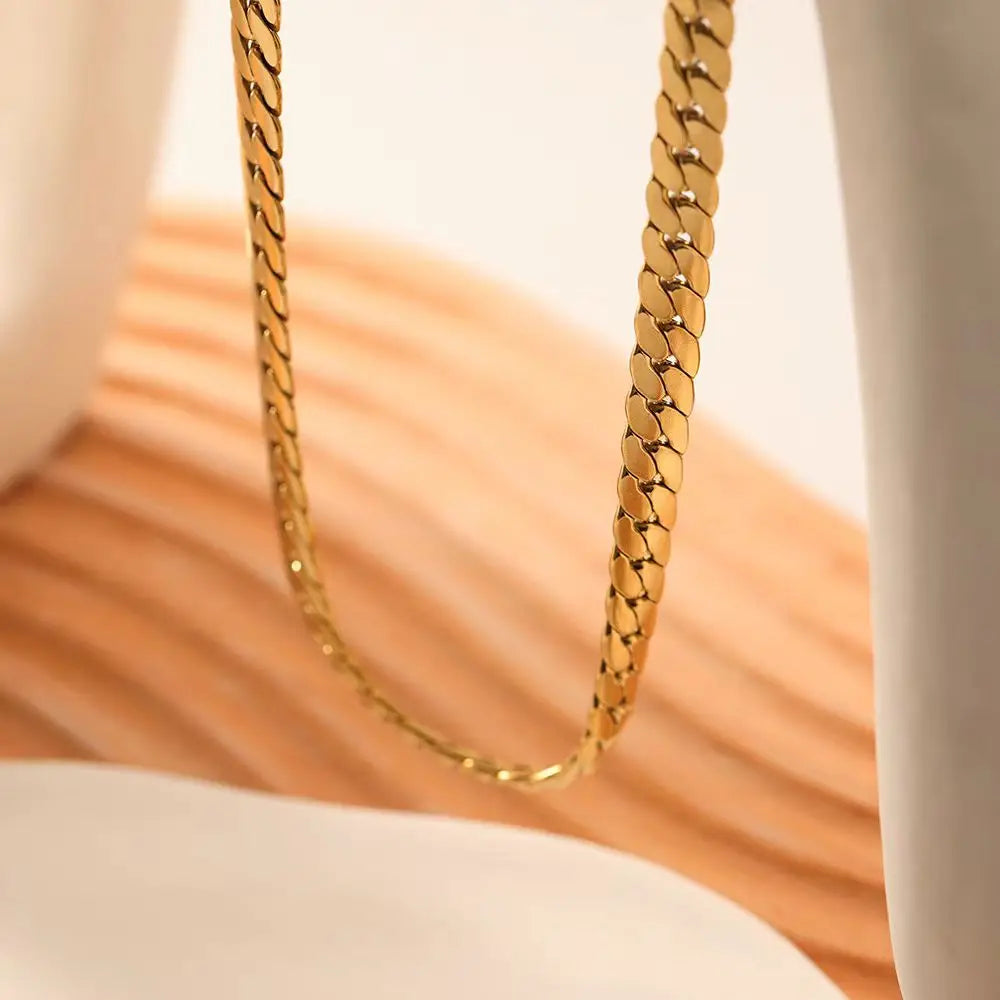 925 Sterling Silver 18K Gold Plated 5mm Sideways Chain Necklace – 20-60cm Unisex