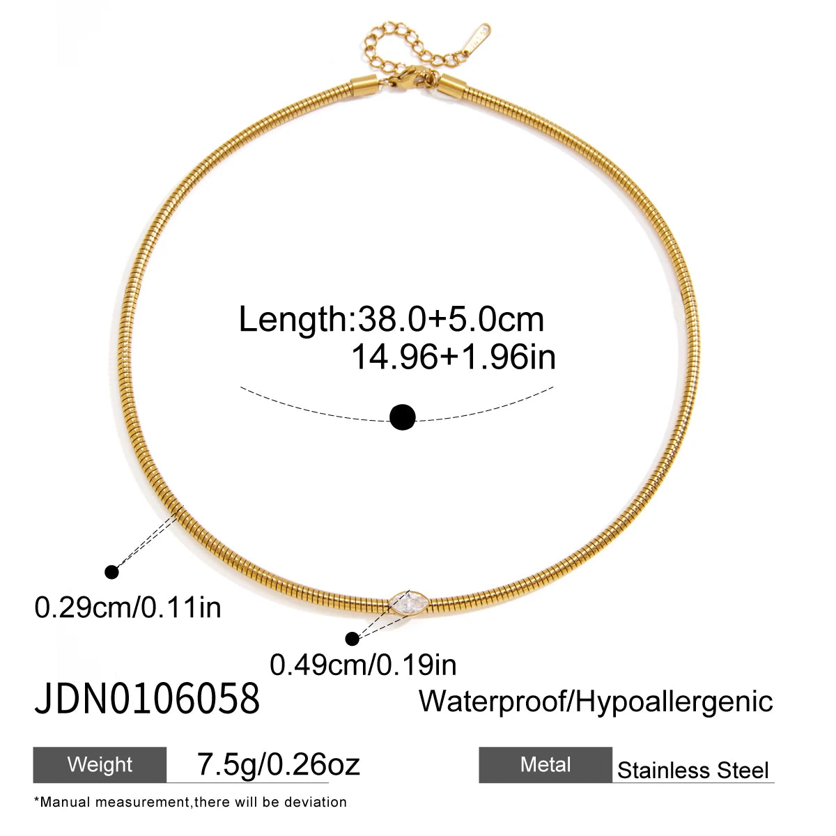 18K Gold PVD Geometric Zircon Pendant Choker Necklace