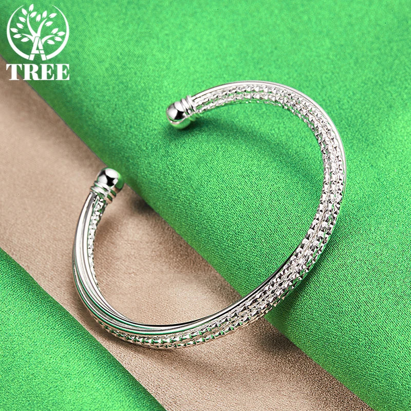 18K Gold Plated Twisted Grainy Opening Bangle Bracelet for Women – Wedding Fashion Jewelry