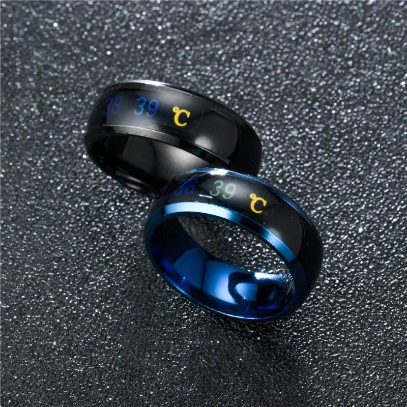 Smart Temperature Ring for Couples – Mood Sensitive Stainless Steel, Gift for Her & Him