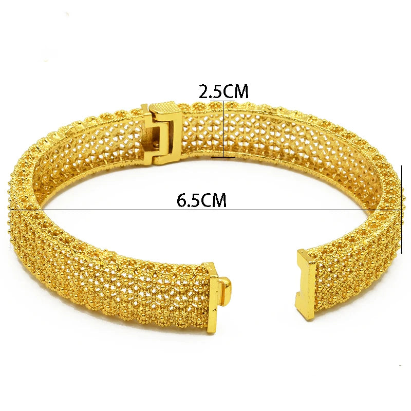 24K Gold Plated African Dubai Charm Bangles for Women – Nigerian Bridal Bracelet