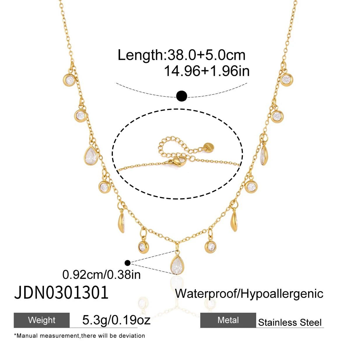 Zora 18K Gold PVD Geometric Zircon Waterproof Necklace
