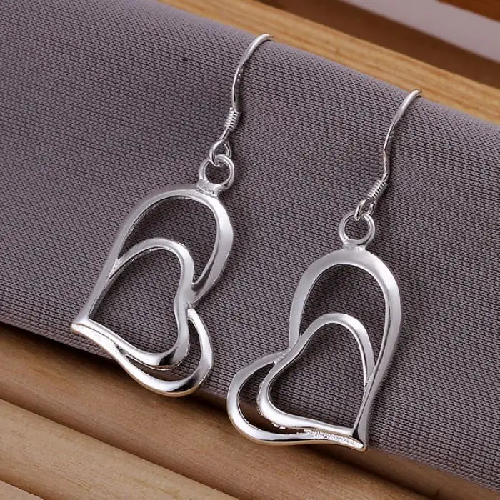 18K Gold Plated Heart Drop Earrings for Women – Elegant Valentine Wedding Gift