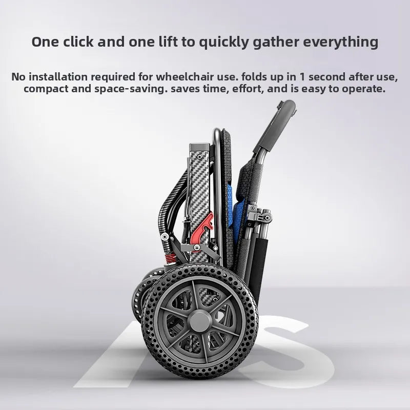 Lightweight, foldable, small wheelchair, specially designed for the elderly, portable aluminum alloy airplane wheelchair