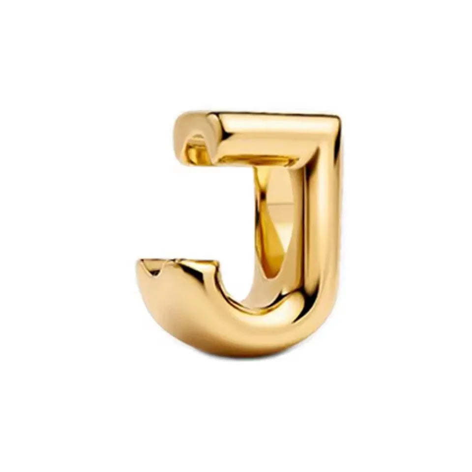 925 Sterling Silver 18K Gold Plated Name Letter Pendant Charm – DIY Women's Bracelet
