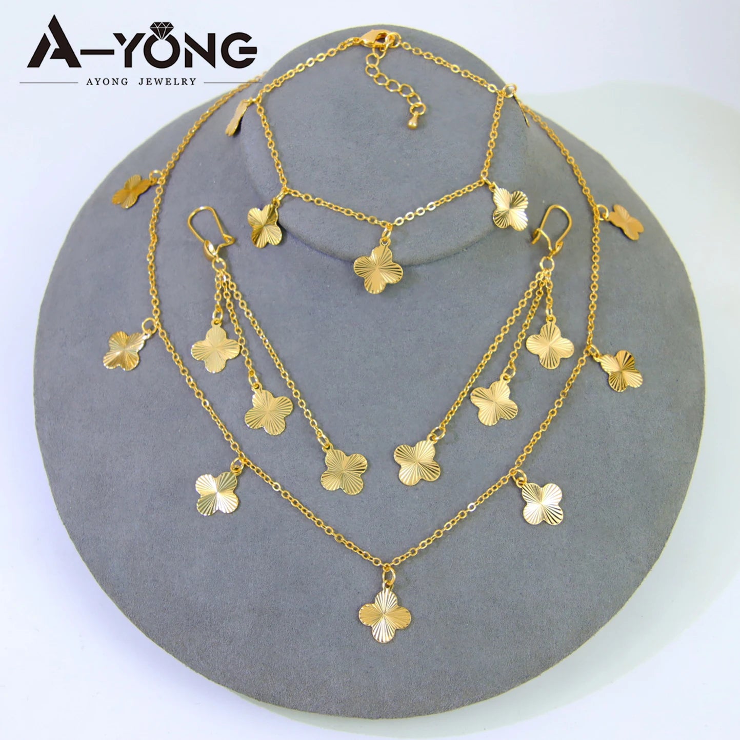 21K Gold Plated Flower Bead Necklace & Earring Set – Dubai Bridal Jewelry