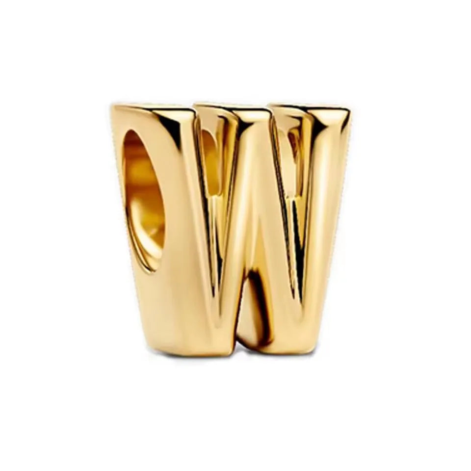925 Sterling Silver 18K Gold Plated Name Letter Pendant Charm – DIY Women's Bracelet