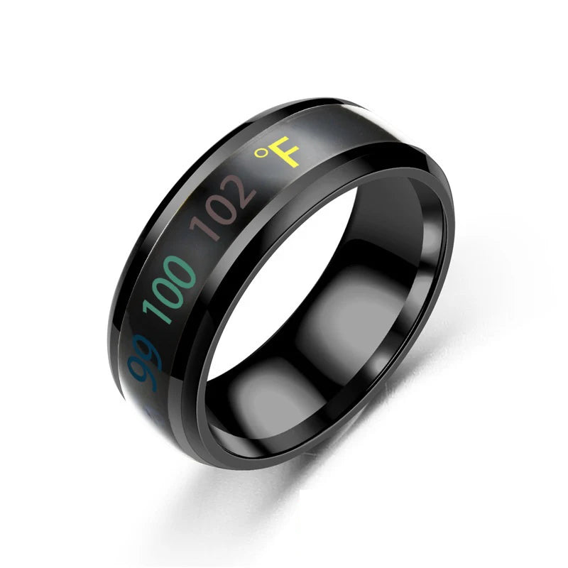 Smart Temperature Ring for Couples – Mood Color Change, Stainless Steel, Waterproof