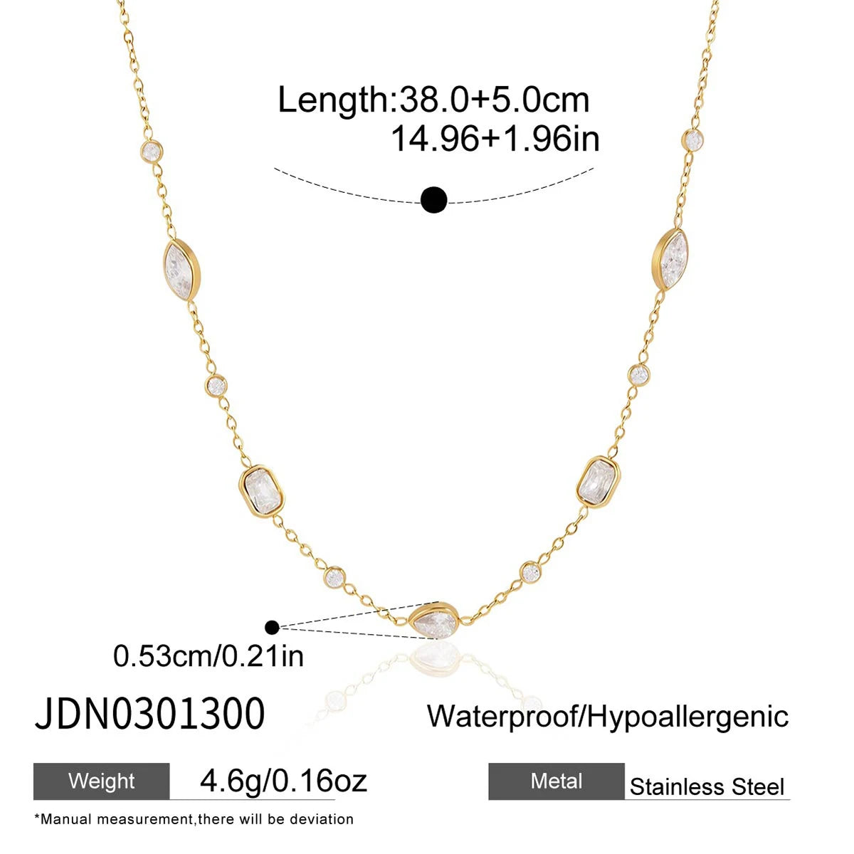Zora 18K Gold PVD Geometric Zircon Waterproof Necklace