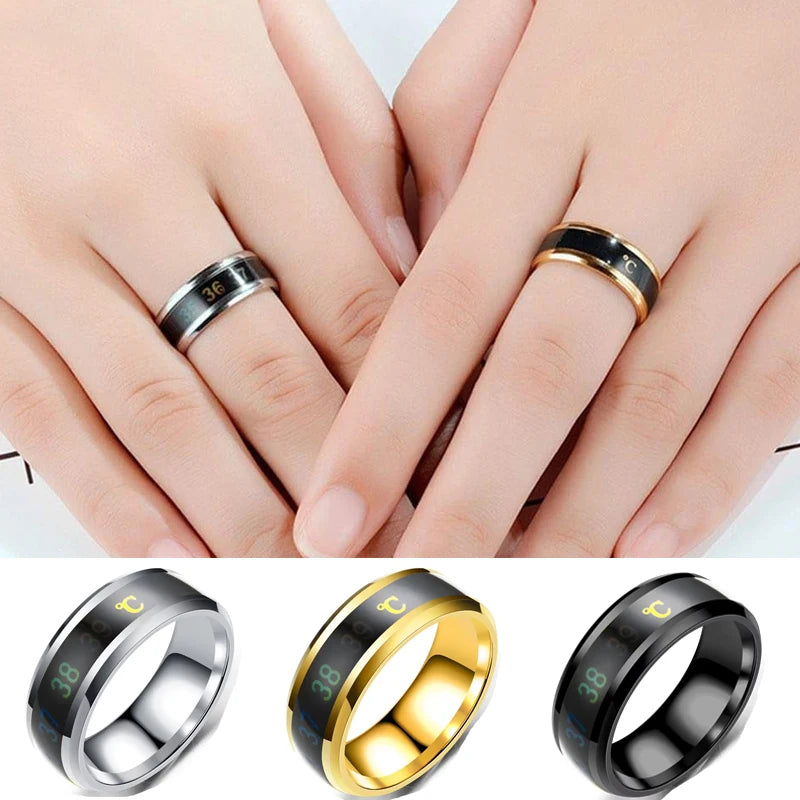 Smart Temperature Ring for Couples – Mood Sensitive Stainless Steel, Gift for Her & Him