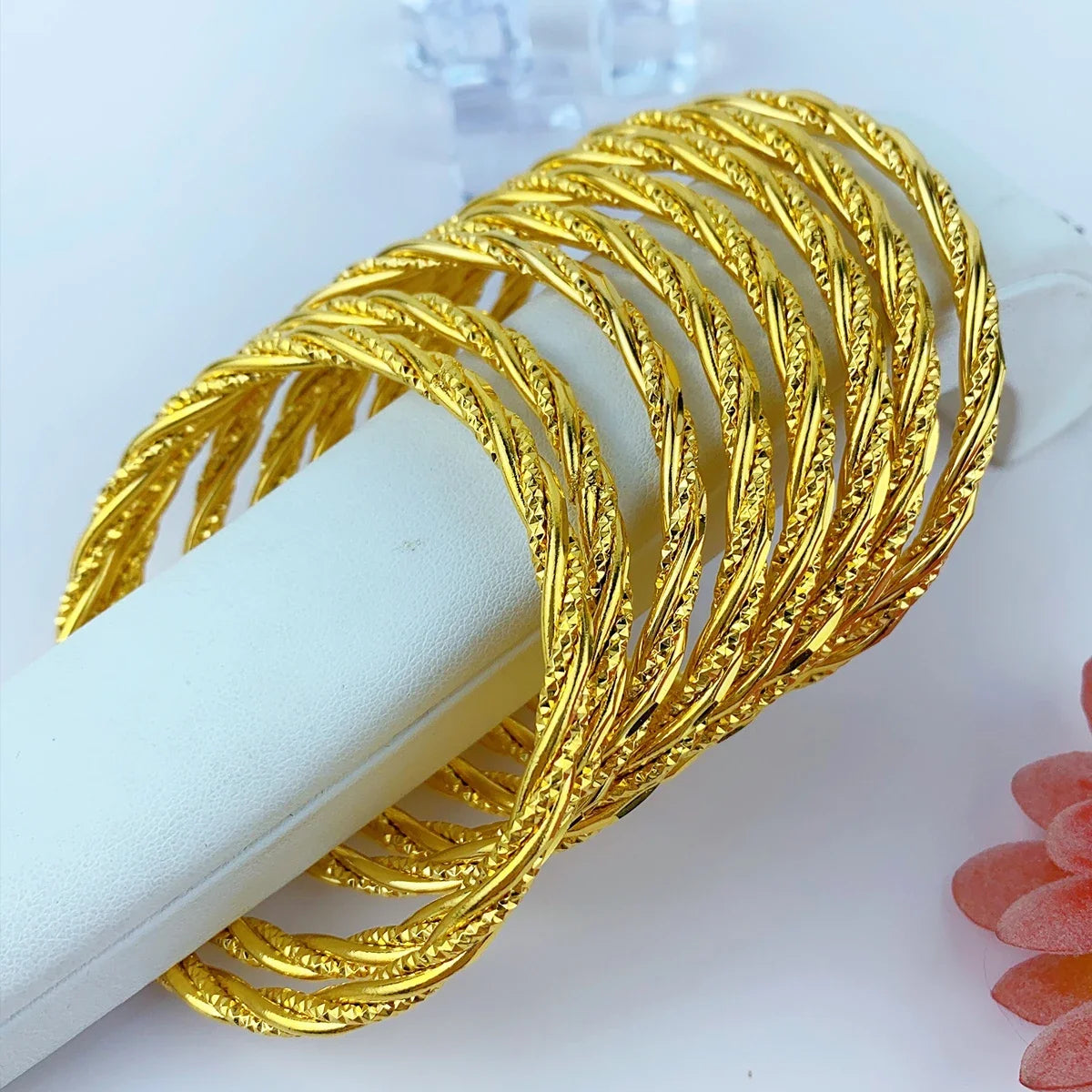 24K Gold Plated Warped Bangle for Women – African Dubai Luxury Style
