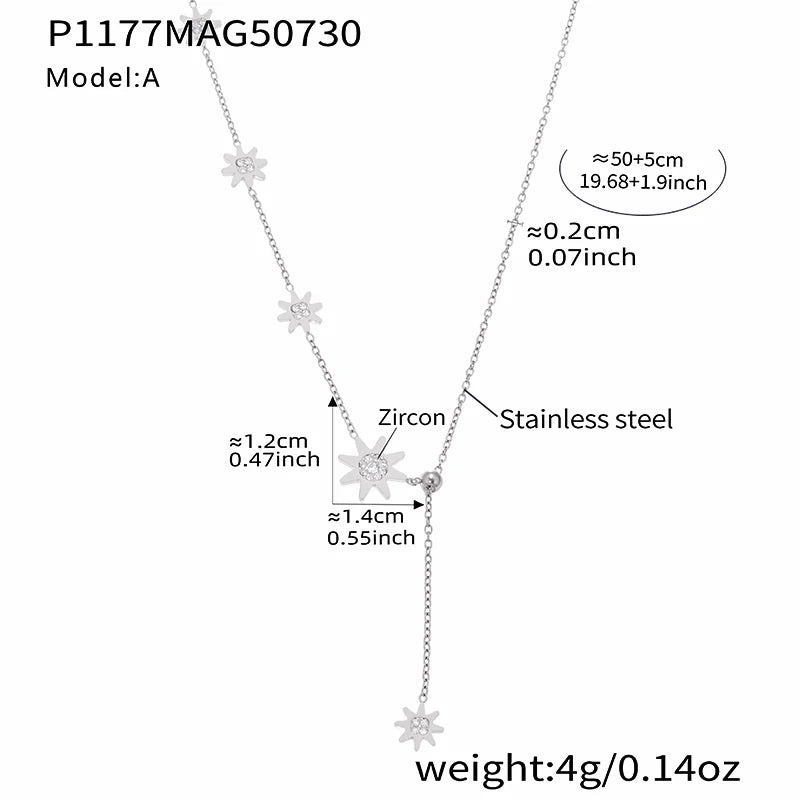 Delicate Zircon Star Pendant Adjustable Choker Necklace