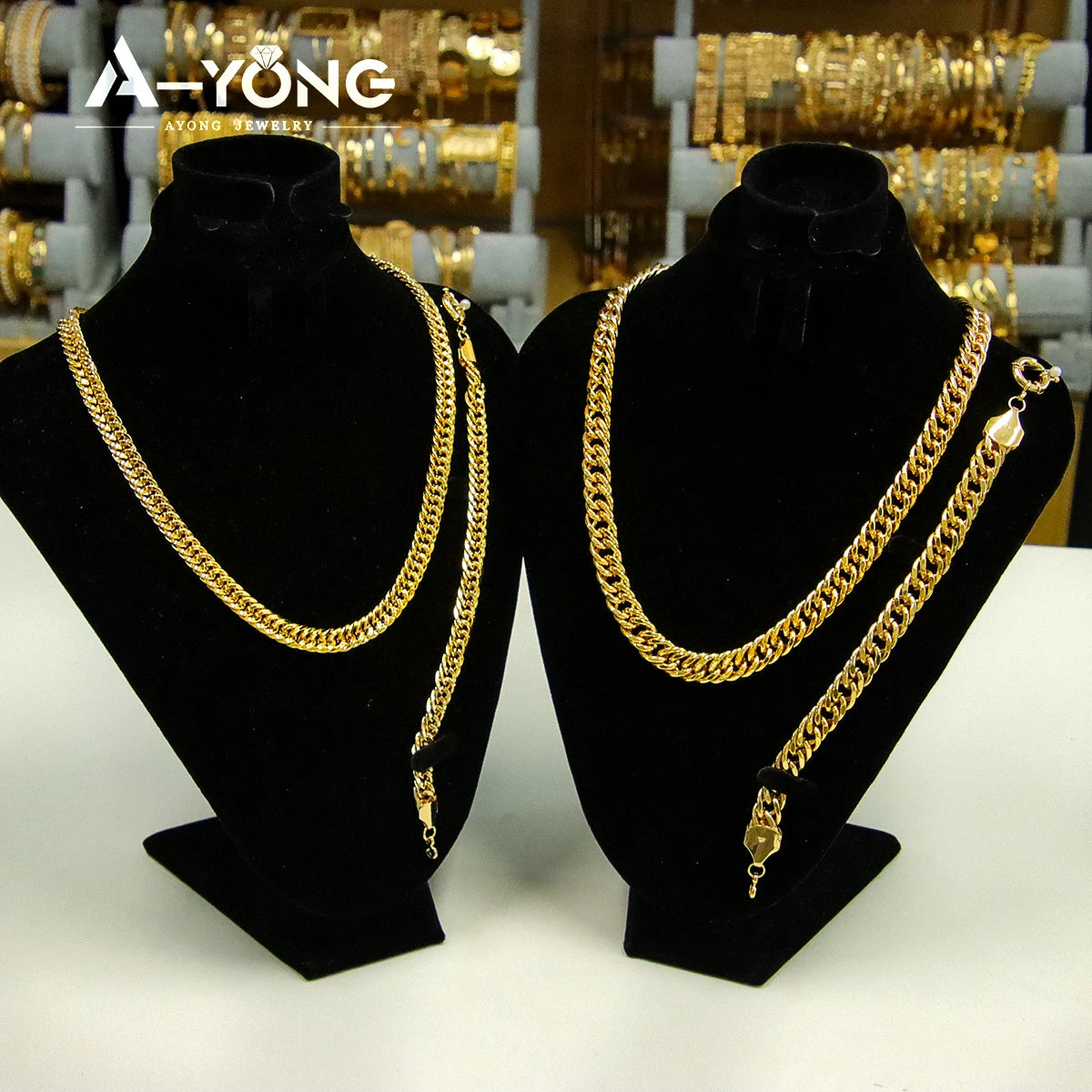 21K Gold Plated Cuban Chain Necklace & Bracelet Set – Dubai Style