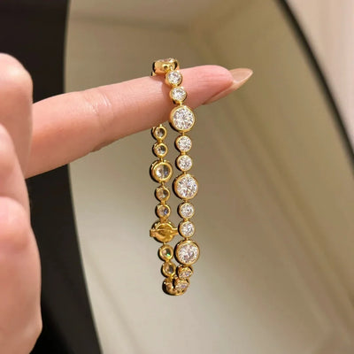 18K Gold Plated Full Moissanite Diamond Link Bracelet