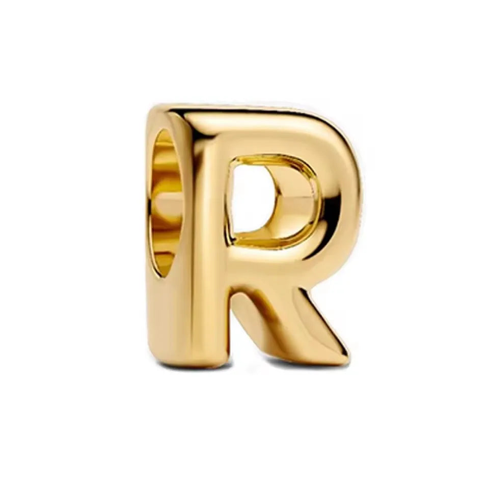 925 Sterling Silver 18K Gold Plated Name Letter Pendant Charm – DIY Women's Bracelet