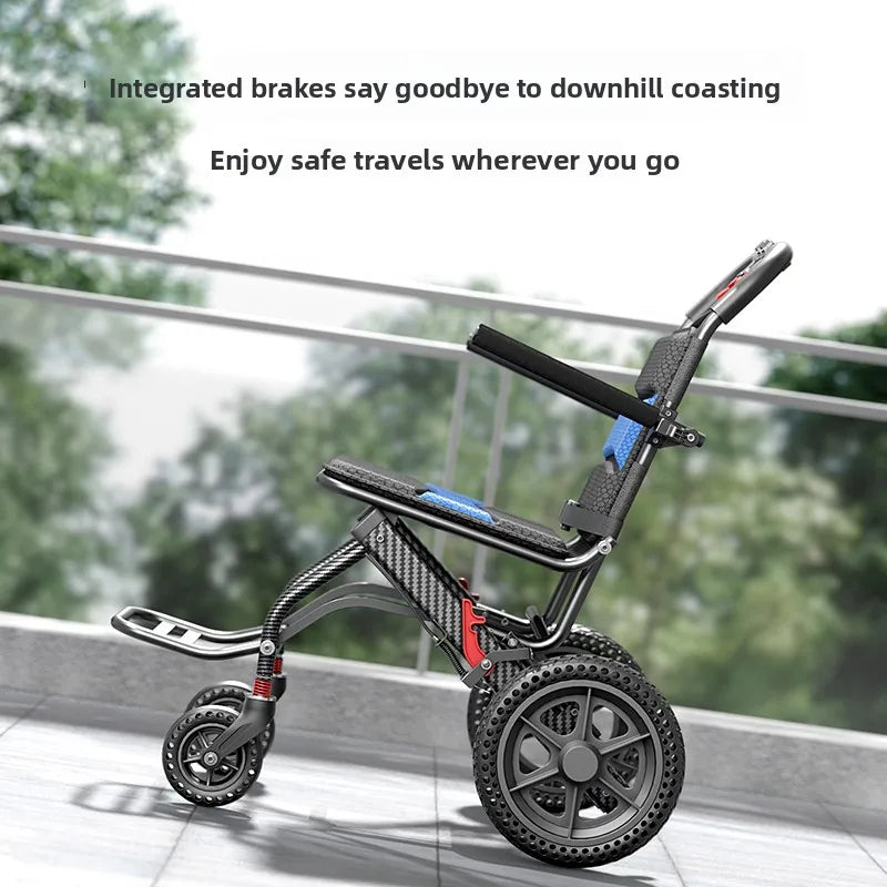 Lightweight, foldable, small wheelchair, specially designed for the elderly, portable aluminum alloy airplane wheelchair