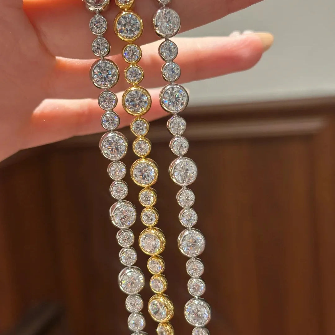 18K Gold Plated Full Moissanite Diamond Link Bracelet