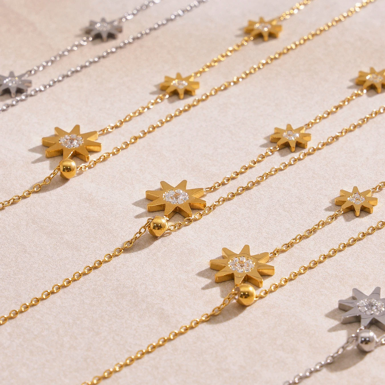 Delicate Zircon Star Pendant Adjustable Choker Necklace