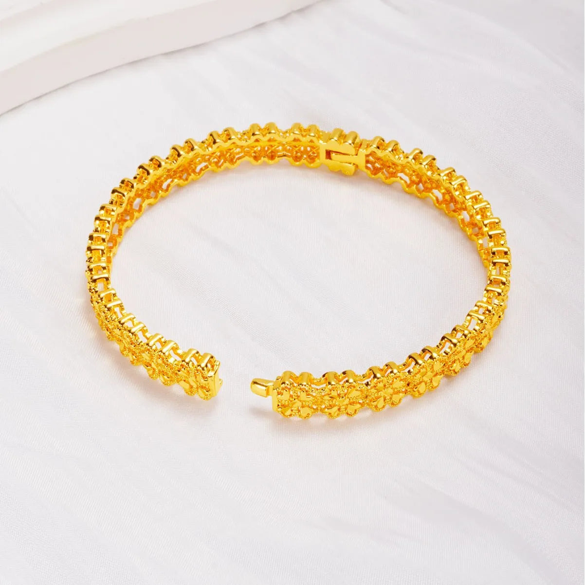 24K Gold Plated Cuff Bangle for Women – Ethiopian Arabic Dubai Style