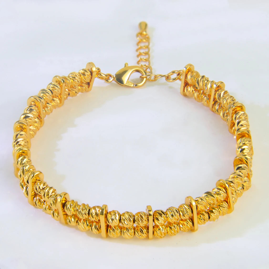 21K Gold Plated Multi-Layer Bead Bangle Set for Women – Dubai Style