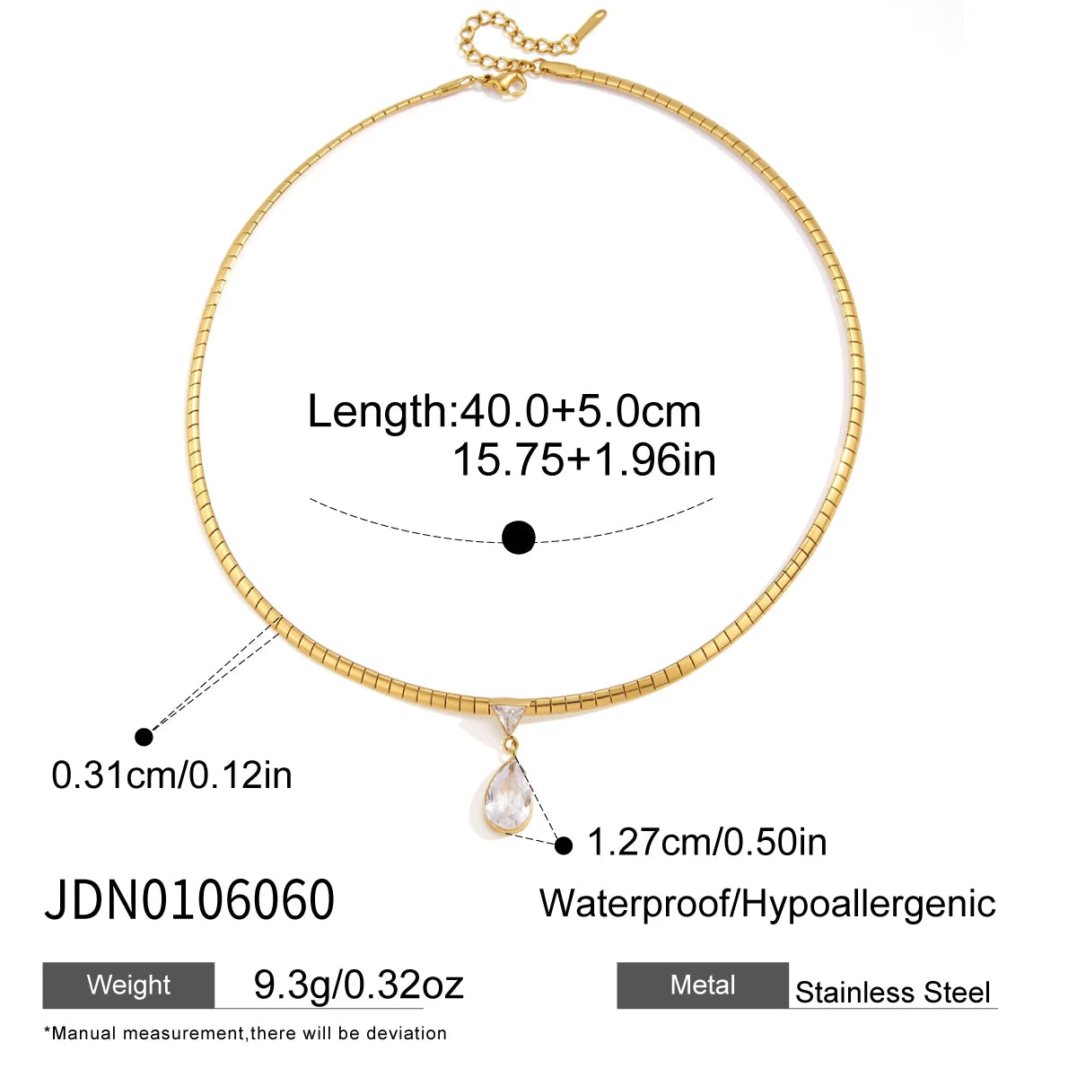 18K Gold PVD Geometric Zircon Pendant Choker Necklace
