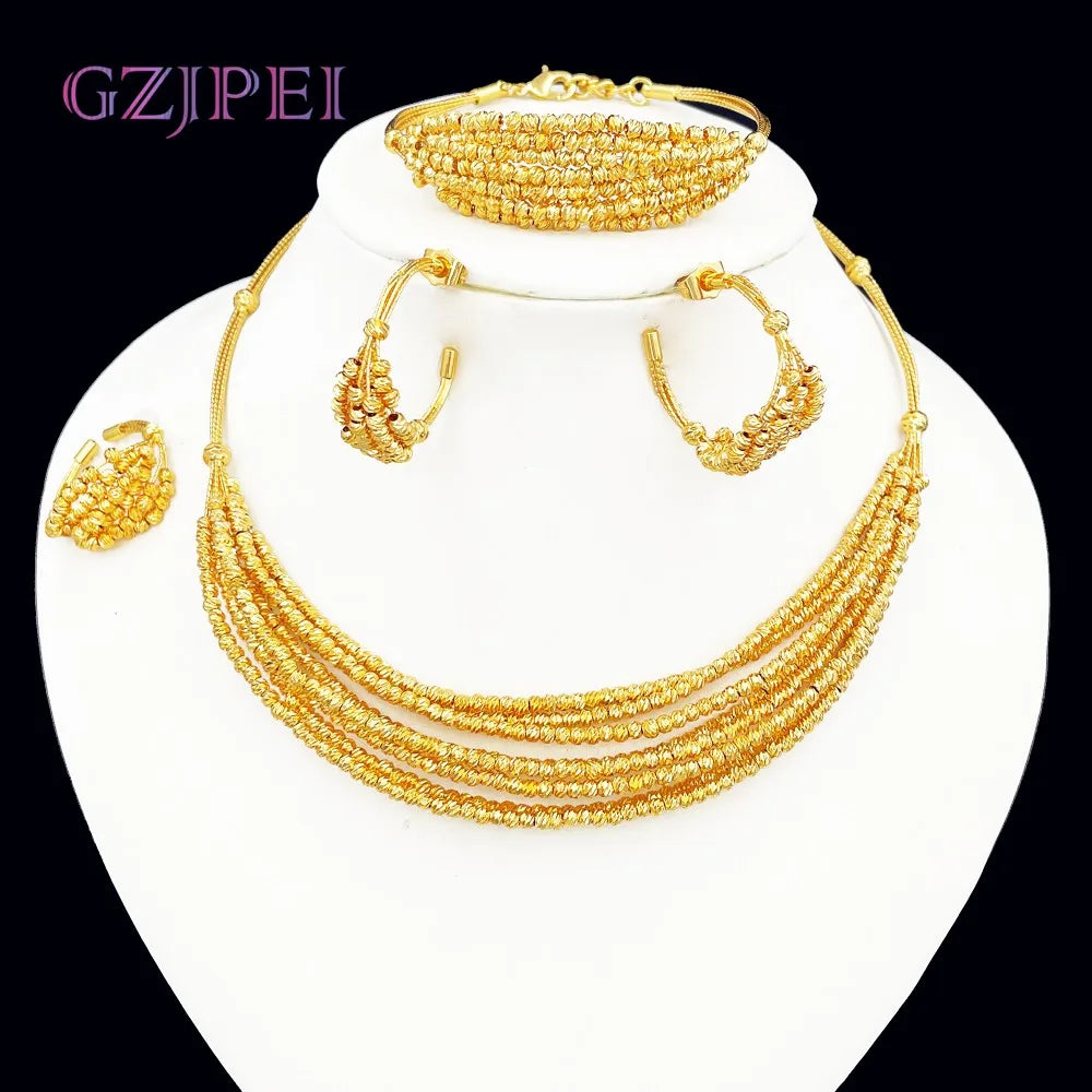 Handmade 18K Gold Plated Beads Jewelry Set for Women