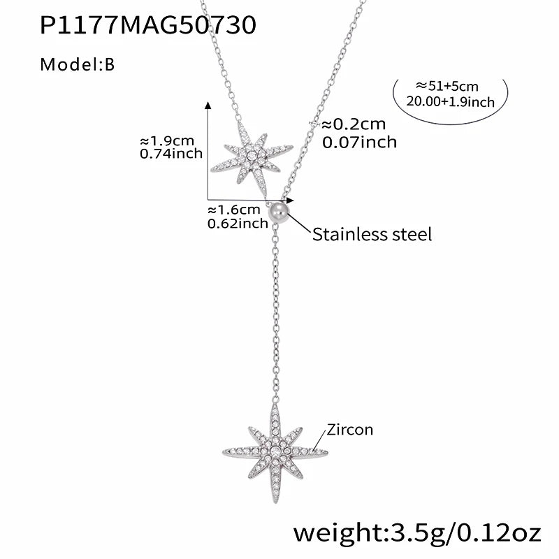 Delicate Zircon Star Pendant Adjustable Choker Necklace