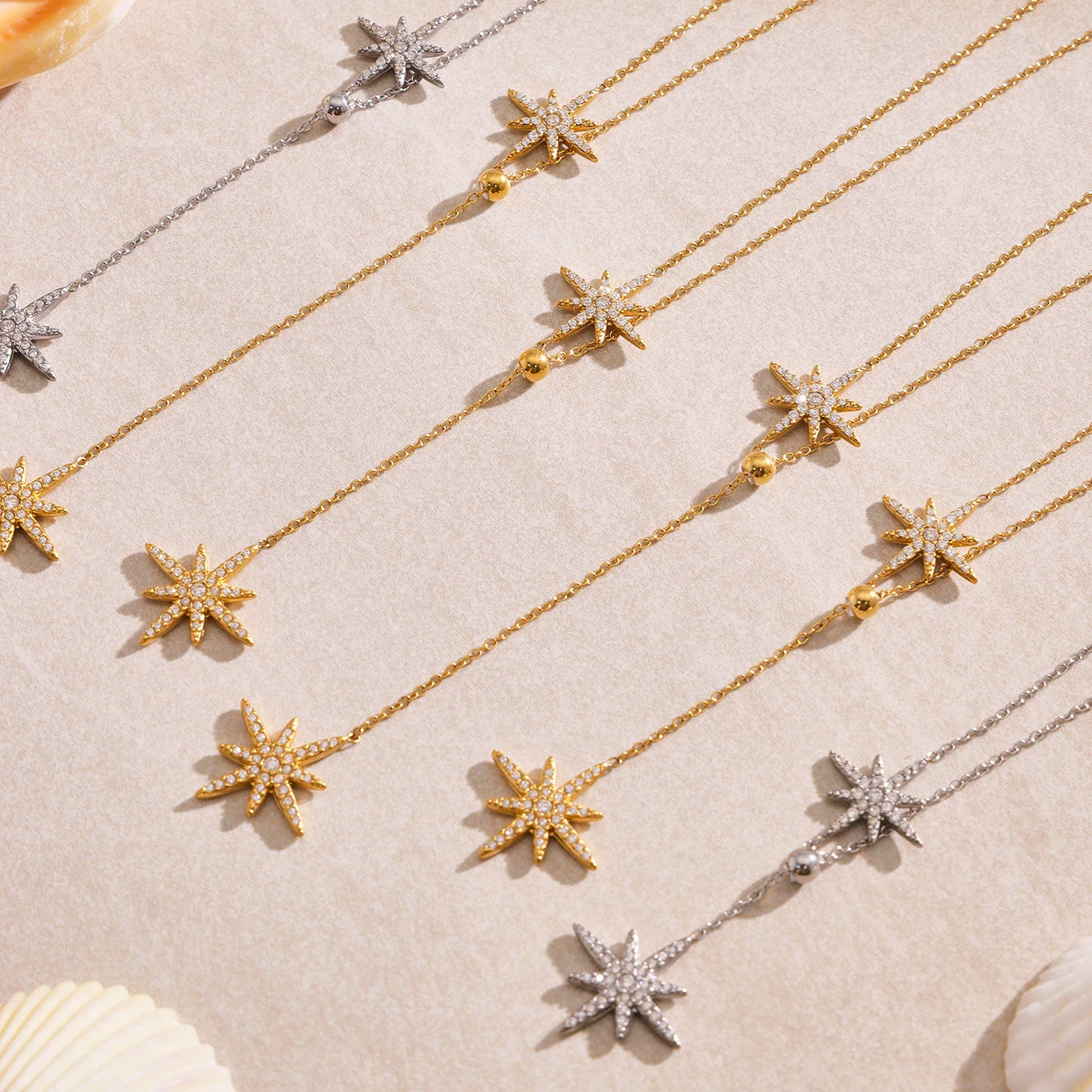 Delicate Zircon Star Pendant Adjustable Choker Necklace