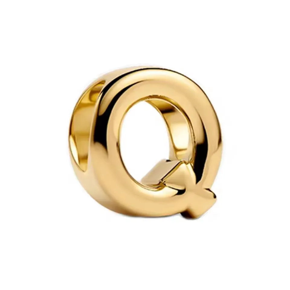 925 Sterling Silver 18K Gold Plated Name Letter Pendant Charm – DIY Women's Bracelet