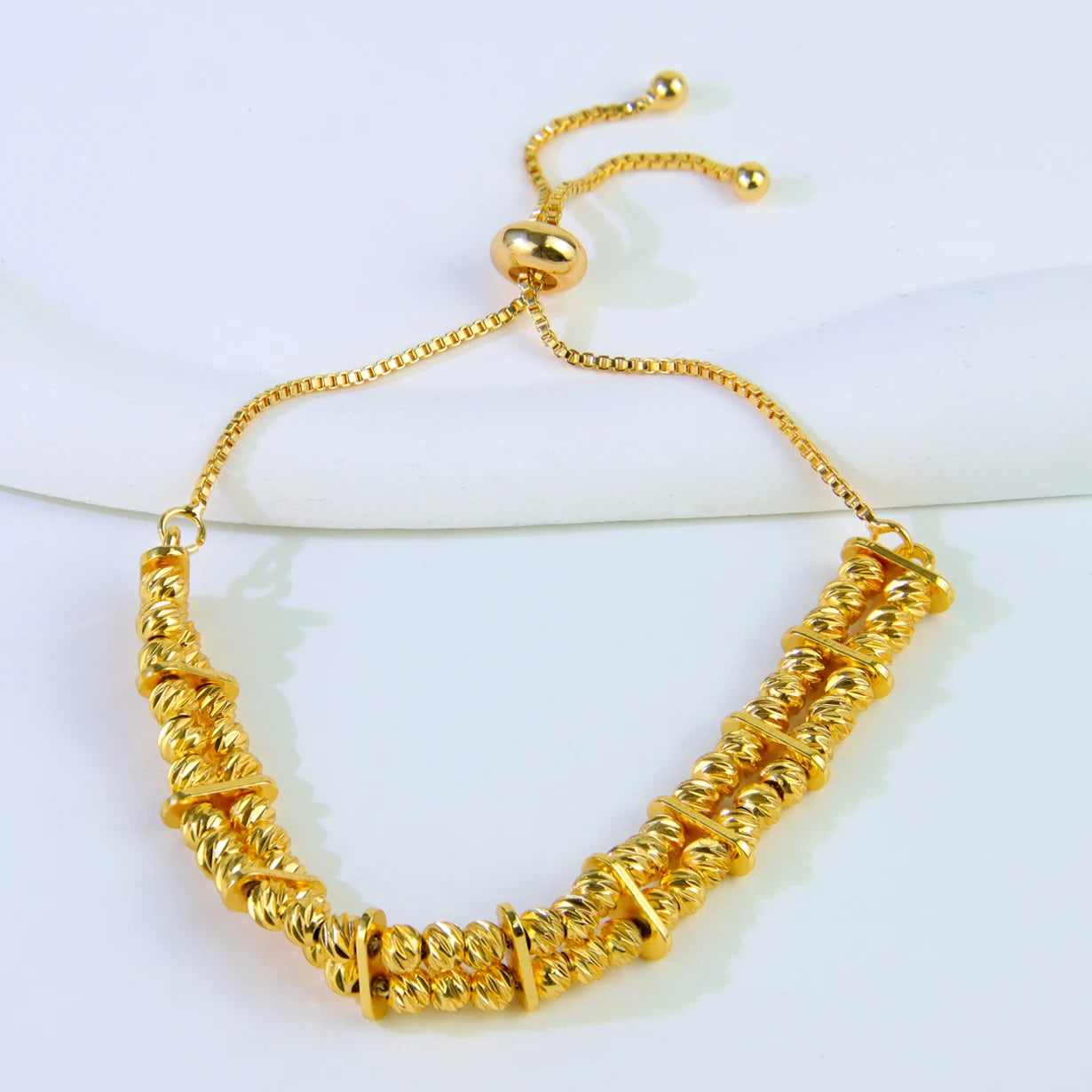 21K Gold Plated Multi-Layer Bead Bangle Set for Women – Dubai Style