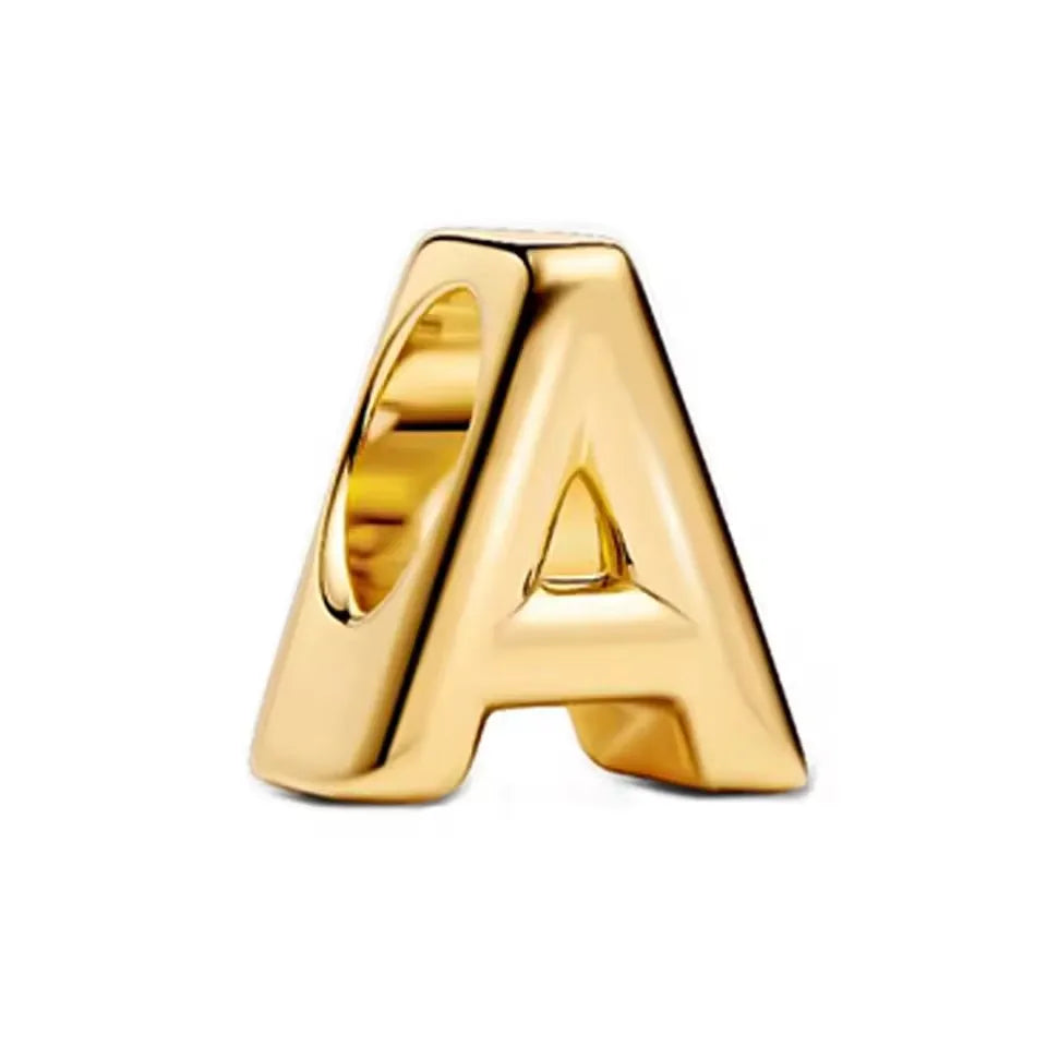 925 Sterling Silver 18K Gold Plated Name Letter Pendant Charm – DIY Women's Bracelet