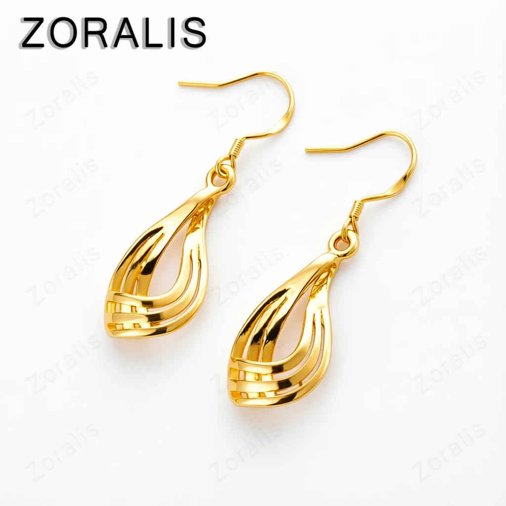 18K Gold Plated Geometric Water Droplet Earrings for Women – Wedding Party Jewelry
