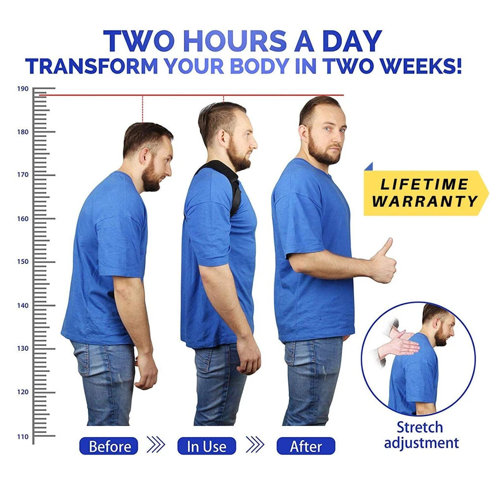 Posture Corrector Belt – Adjustable Back & Shoulder Support Brace for Men & Women