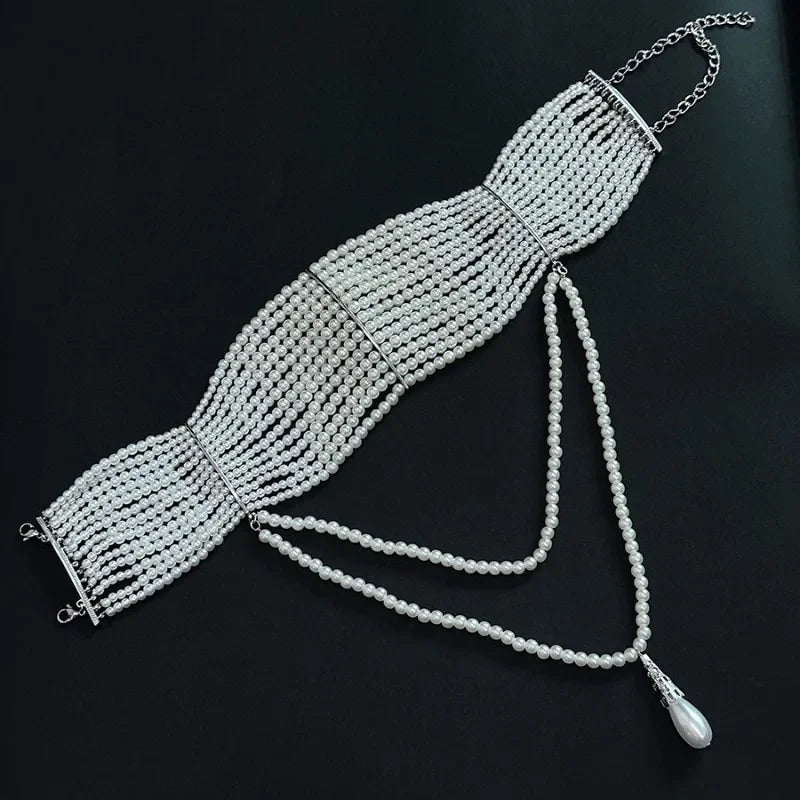 Multilayer Pearl Tassel Pendant Necklace for Women