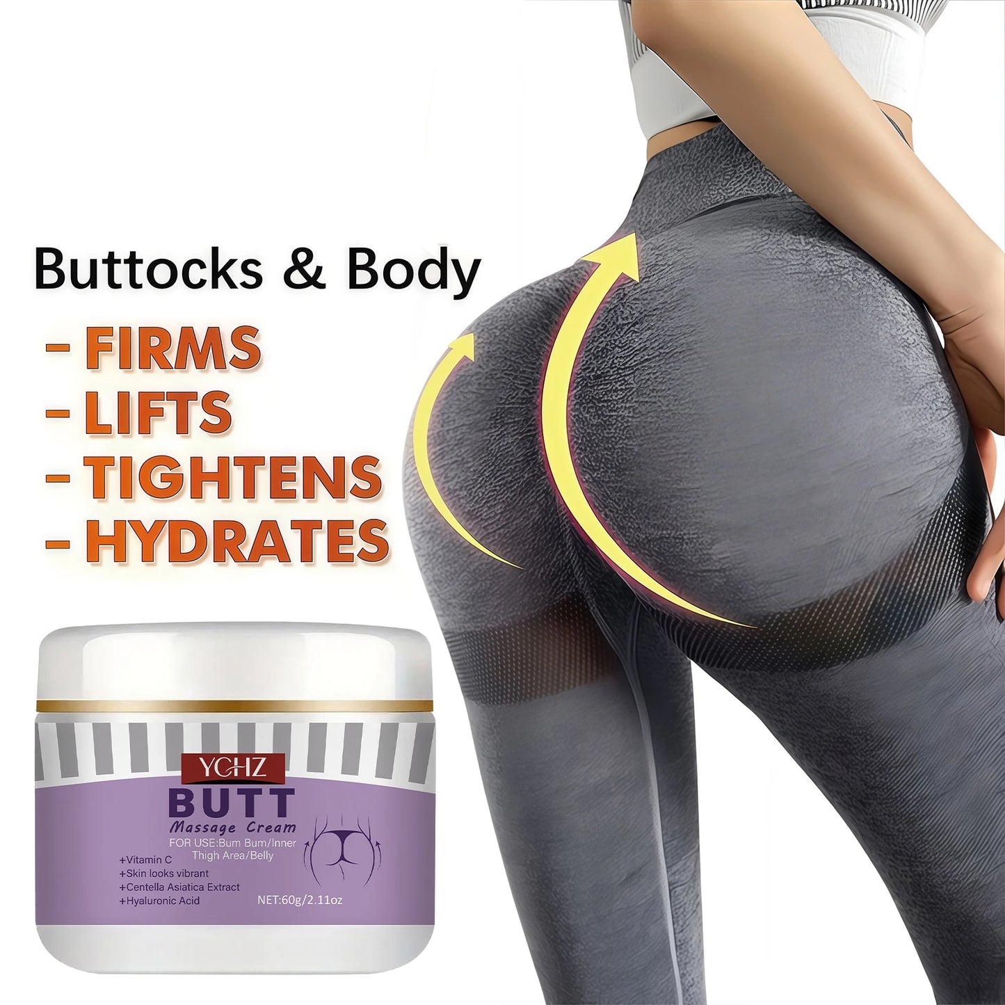Butt Cream, Containing Vitamin E - Instant Butt-Lifting and Firming Massage Gel, Moisturizing and Plumping Cream, Specially Designed for Butt Shaping and Care - 60g
